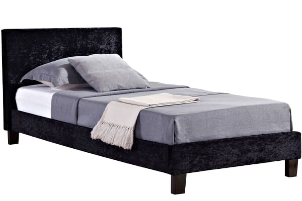 An image for Birlea Berlin Black Crushed Velvet Fabric Bed