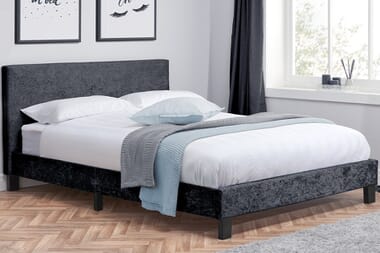 An image for Birlea Berlin Black Crushed Velvet Fabric Bed