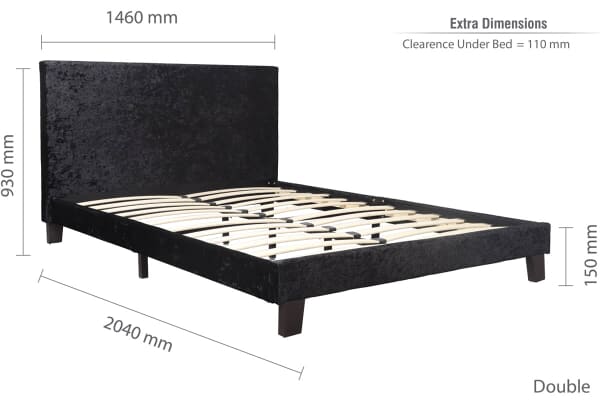 An image for Birlea Berlin Black Crushed Velvet Fabric Bed