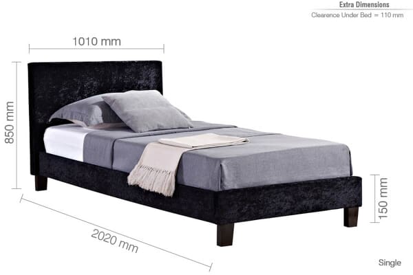 An image for Birlea Berlin Black Crushed Velvet Fabric Bed