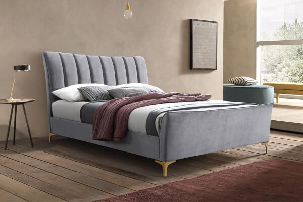 An image for Birlea Clover Grey Velvet Fabric Bed