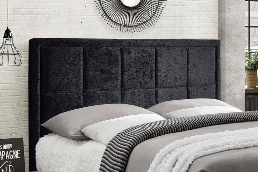An image for Hannover Black Crushed Velvet Fabric Bed