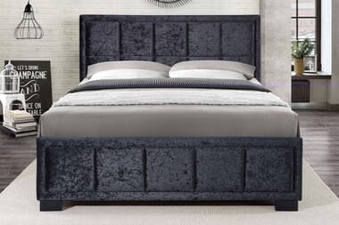An image for Birlea Hannover Black Crushed Velvet Fabric Bed