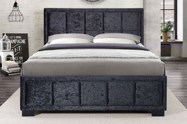 An image for Birlea Hannover Black Crushed Velvet Fabric Bed