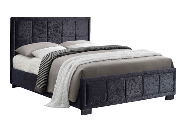 An image for Birlea Hannover Black Crushed Velvet Fabric Bed