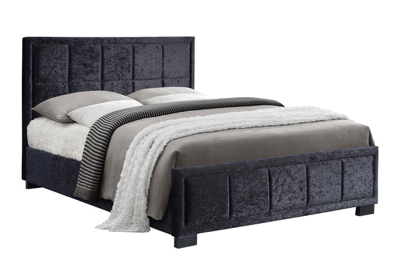 An image for Hannover Black Crushed Velvet Fabric Bed