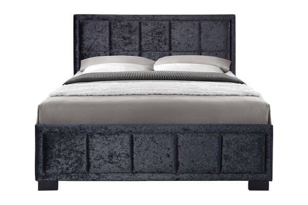 An image for Birlea Hannover Black Crushed Velvet Fabric Bed