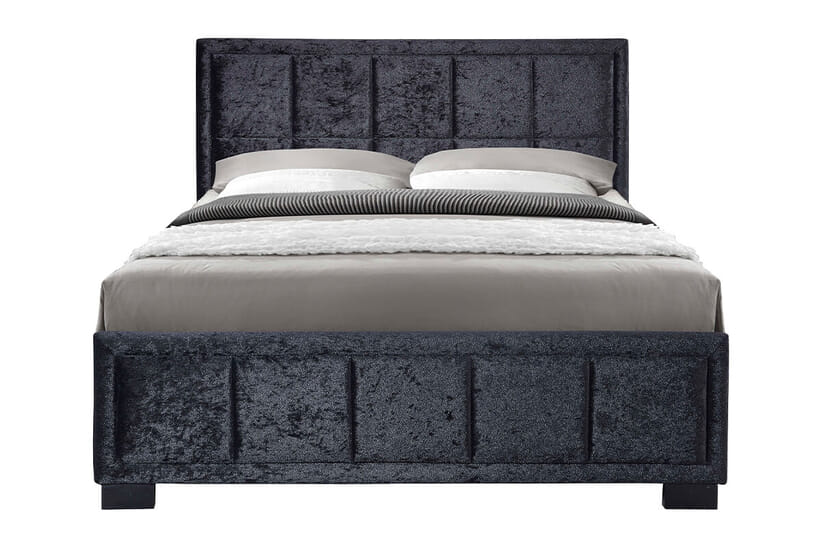 An image for Hannover Black Crushed Velvet Fabric Bed