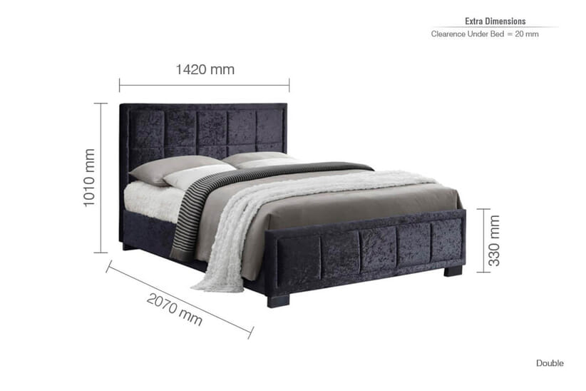 An image for Hannover Black Crushed Velvet Fabric Bed