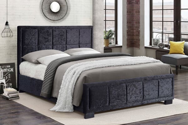 An image for Birlea Hannover Black Crushed Velvet Fabric Bed