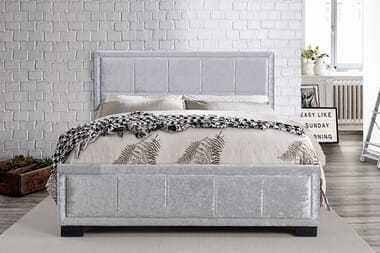 An image for Birlea Hannover Steel Crushed Velvet Fabric Bed