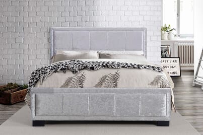 An image for Hannover Steel Crushed Velvet Fabric Bed