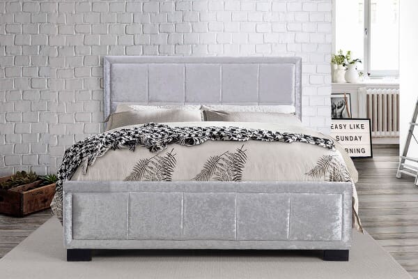 An image for Birlea Hannover Steel Crushed Velvet Fabric Bed