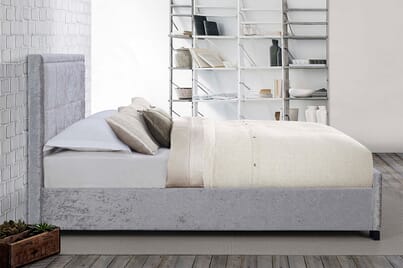 An image for Hannover Steel Crushed Velvet Fabric Bed