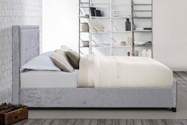 An image for Birlea Hannover Steel Crushed Velvet Fabric Bed