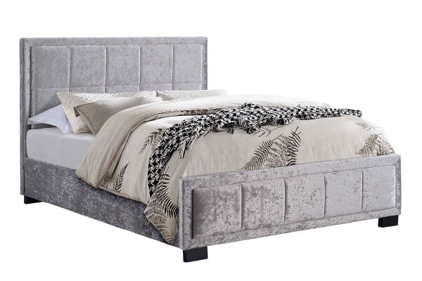 An image for Birlea Hannover Steel Crushed Velvet Fabric Bed