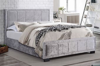 A product image for the Hannover Steel Crushed Velvet Fabric Bed