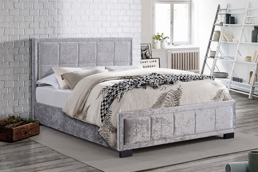 An image for Hannover Steel Crushed Velvet Fabric Bed