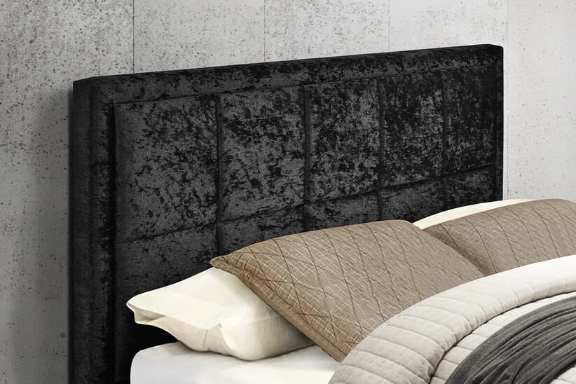 An image for Hannover Black Crushed Velvet Fabric Ottoman Bed