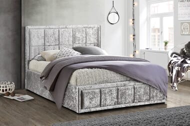 An image for Birlea Hannover Steel Crushed Velvet Fabric Ottoman Bed