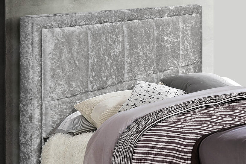 An image for Hannover Steel Crushed Velvet Fabric Ottoman Bed