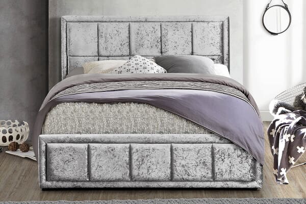 An image for Birlea Hannover Steel Crushed Velvet Fabric Ottoman Bed