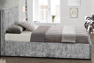 An image for Birlea Hannover Steel Crushed Velvet Fabric Ottoman Bed