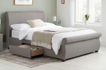 A product image for the Lancaster Grey Fabric Bed