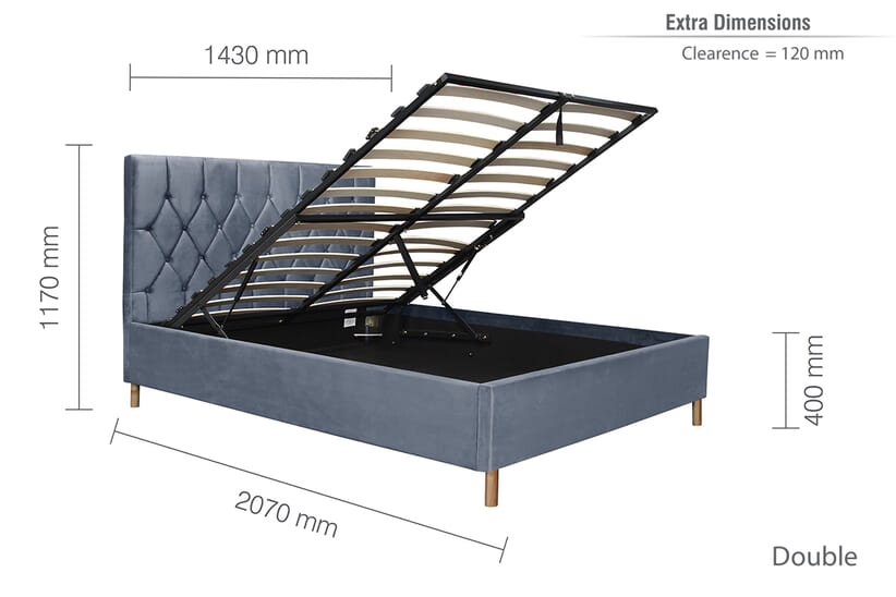 An image for Loxley Grey Ottoman Bed