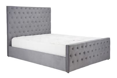 An image for Marquis Grey Velvet Fabric Ottoman Bed