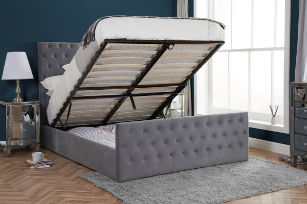 An image for Birlea Marquis Grey Velvet Fabric Ottoman Bed