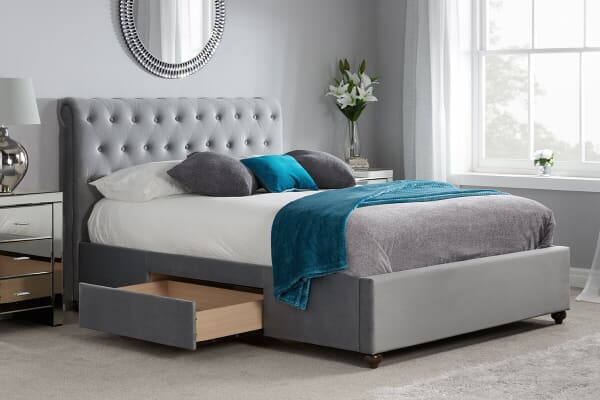 An image for Birlea Marlow Grey Velvet Fabric Bed