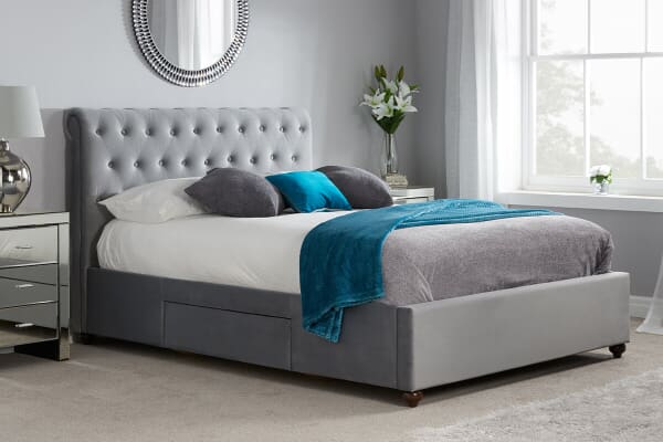 An image for Birlea Marlow Grey Velvet Fabric Bed