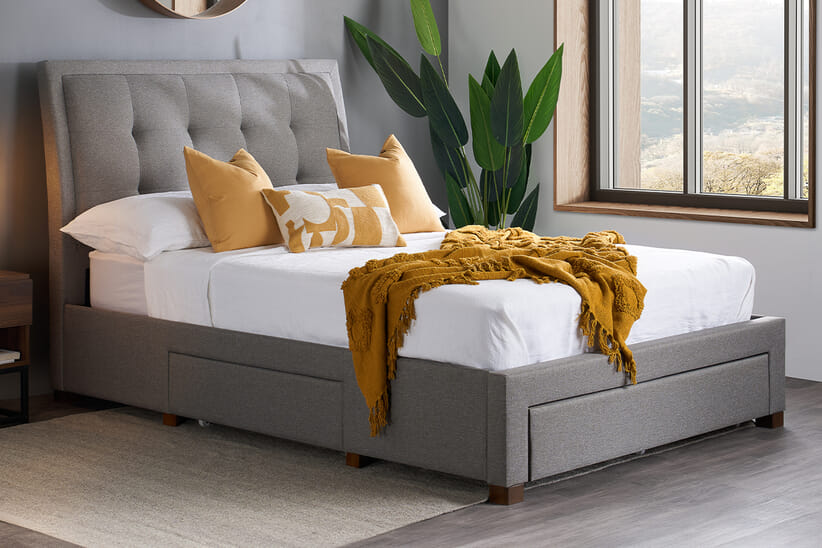 An image for Shelby Grey Fabric Bed