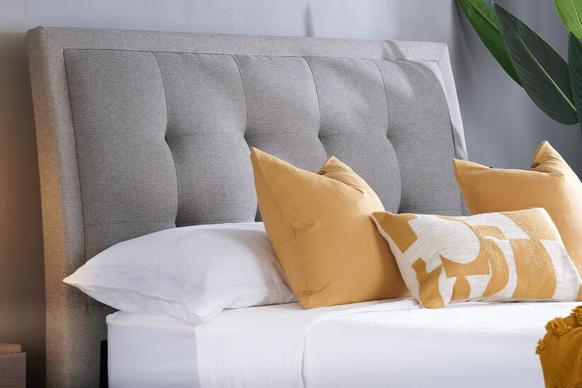 An image for Shelby Grey Fabric Bed