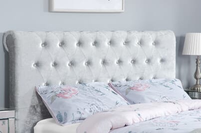 An image for Sienna Steel Crushed Velvet Fabric Bed