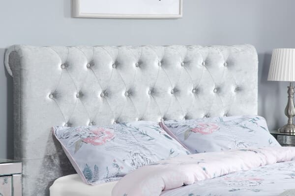 An image for Birlea Sienna Steel Crushed Velvet Fabric Bed