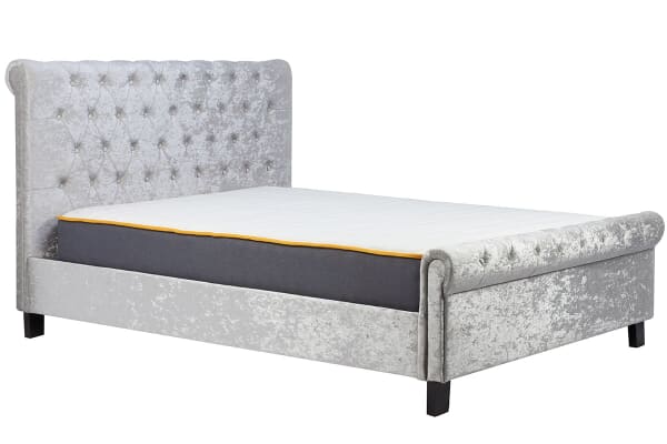 An image for Birlea Sienna Steel Crushed Velvet Fabric Bed