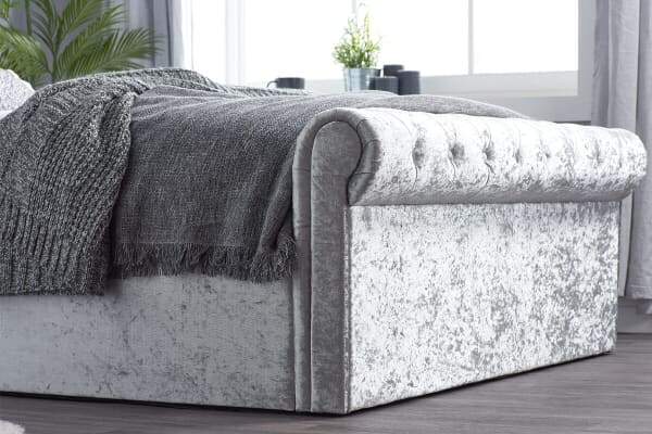 An image for Birlea Sienna Steel Crushed Velvet Side Ottoman Bed