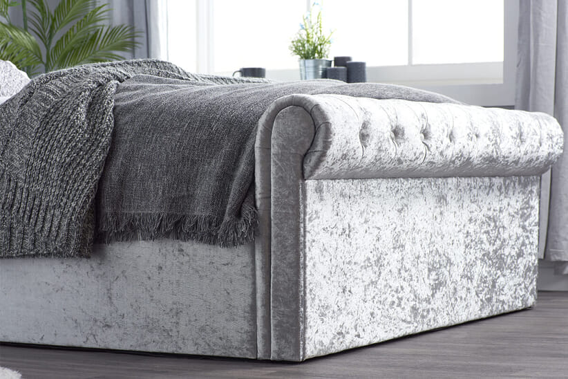 An image for Sienna Steel Crushed Velvet Side Ottoman Bed