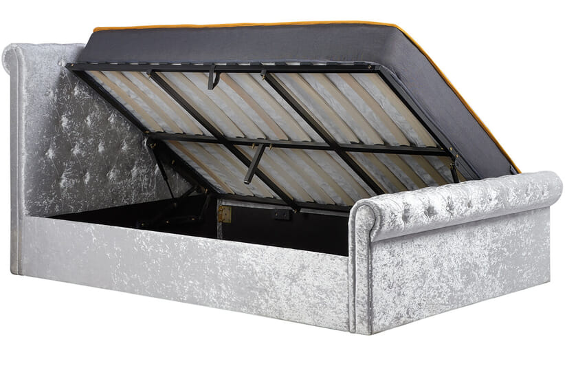 An image for Sienna Steel Crushed Velvet Side Ottoman Bed