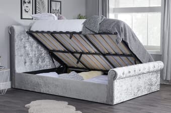 A product image for the Sienna Steel Crushed Velvet Side Ottoman Bed