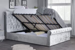 A product image for the Sienna Steel Crushed Velvet Side Ottoman Bed
