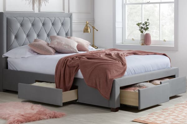 An image for Birlea Woodbury Grey Velvet Fabric Bed