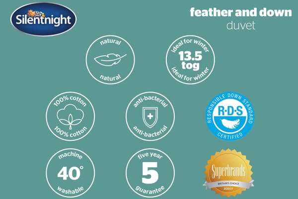 An image for Silentnight Feather and Down 13.5 Tog Duvet