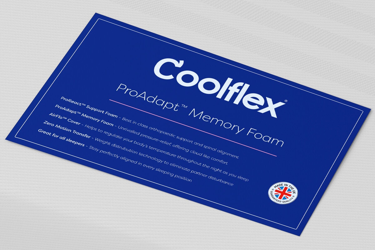 Coolflex® ProAdapt™ Memory Foam Mattress + Premium Divan Bed An image for Coolflex® ProAdapt™ Memory Foam Mattress + Premium Divan Bed