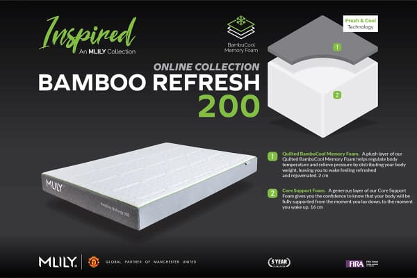 An image for MLILY Bamboo Refresh 200 Memory Foam Mattress