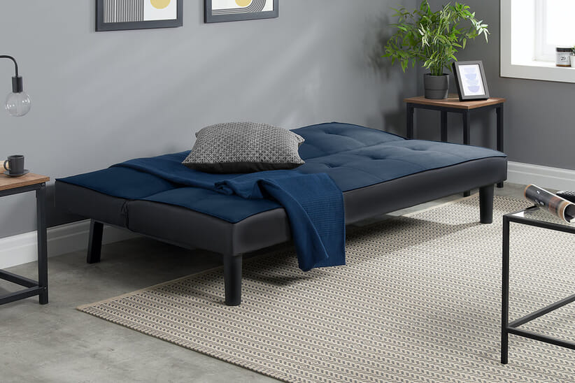 An image for Aurora Midnight Blue Velvet Sofa Bed