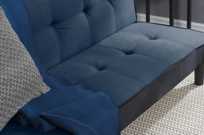 An image for Aurora Midnight Blue Velvet Sofa Bed