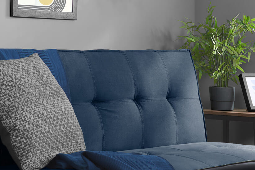 An image for Aurora Midnight Blue Velvet Sofa Bed